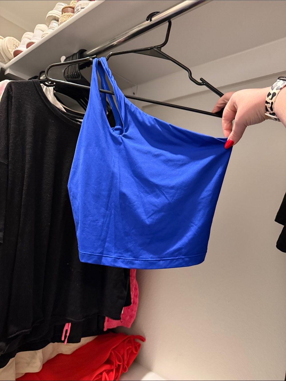 One-Shoulder Crop Top in Vibrant Cobalt Blue